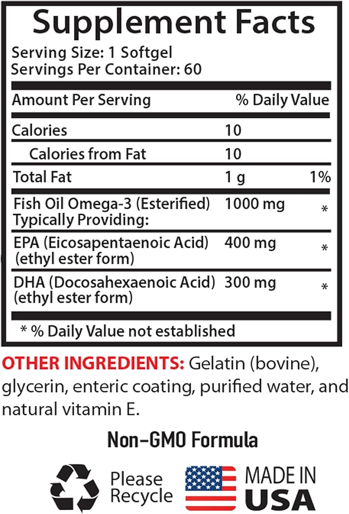 Omega-3 8060 Fish Oil Pharmaceutical Grade Supplement - Fish Oil Omega 3 Supplements Omega 3 Supplements Omega 3 Fatty Acid Supplements Wild Alaskan Fish Oil Salmon Oil - 2 Bot 120 Softgels