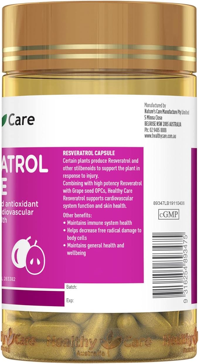 Healthy Care Resveratrol Capsule - 180 Capsules