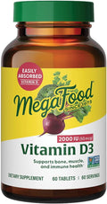 MegaFood Vitamin D3 2000 IU (50 mcg) - Vitamin D Supplements with Real Food Immune Support Supports Bones Teeth &amp Muscles Vegetarian Certified Non-GMO Kosher – 60 Tablets 60 Servings