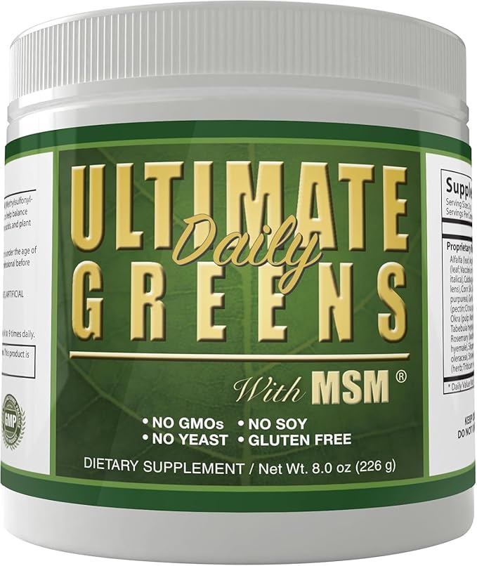 Daily Health Ultimate Greens Powder Immune Support Vegan Friendly Vegetable Alkalize Drink NO GMO Gluten Soy Free 8oz 3 Pack
