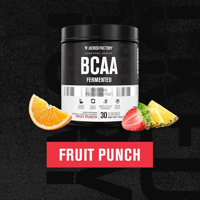 Jacked Factory Nitrosurge Pre-Workout in Pineapple &amp BCAA in Fruit Punch for Muscle Building and Recovery