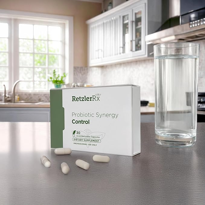 Probiotic Synergy Control by Dr. Retzler Rx™ - Probiotic Supplement to Support Gut Barrier Function - Bifidobacterium animalis subsp lactis B420 HOWARU® Gluten free Dairy free and Soy free