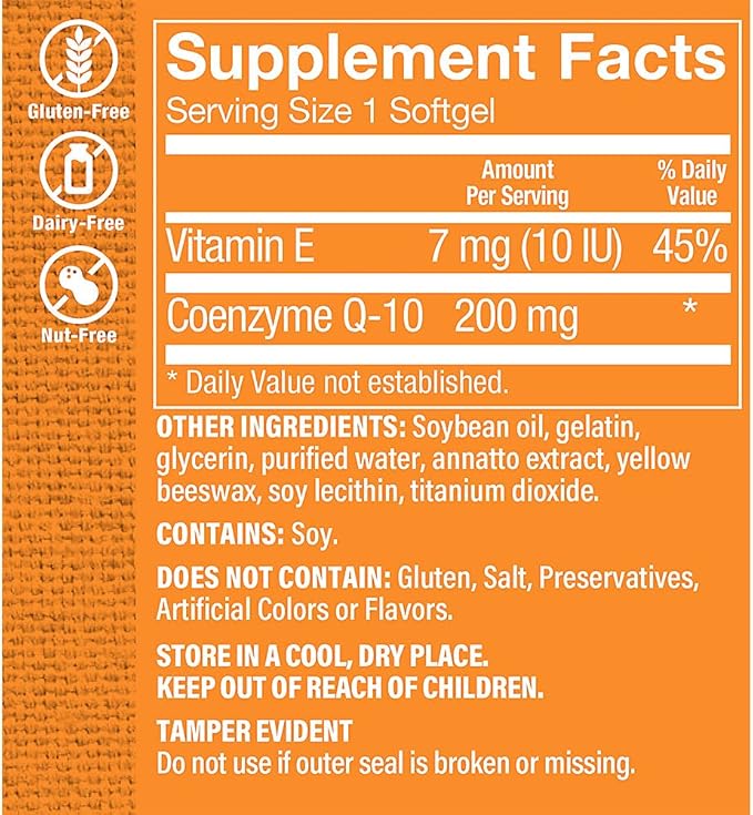 The Vitamin Shoppe CoQ-10 200mg Beneficial for Those Taking (60 Softgels)