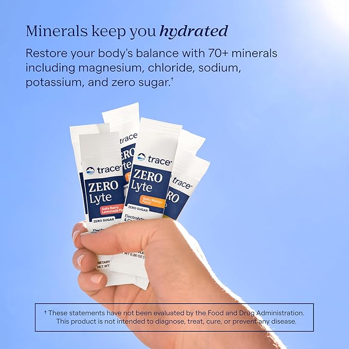 Trace Minerals ZeroLyte Salty Tropical Flavor - Sugar Free Electrolyte Drink Mix - Supports Hydration Energy Stamina - Ancient Sea Salt Full Spectrum Minerals Coconut Water - 30 Packets