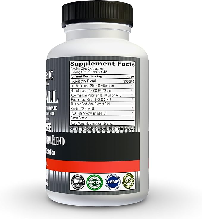 Ease All – Advanced Enzyme &amp Herbal Complex with Lumbrokinase Nattokinase Akkermansia Red Yeast Rice Thunder God Vine &amp Hirudin Pea | Circulation Mobility &amp Balance | 60 Capsules