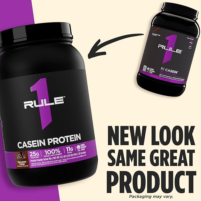 Rule 1 Proteins Casein Protein - 25g Protein and 11g EAAs Per Serving from Slow-Release Micellar Casein for Overnight Recovery and Sustained Delivery Between Meals (4 Pounds Cookies &amp Crème)