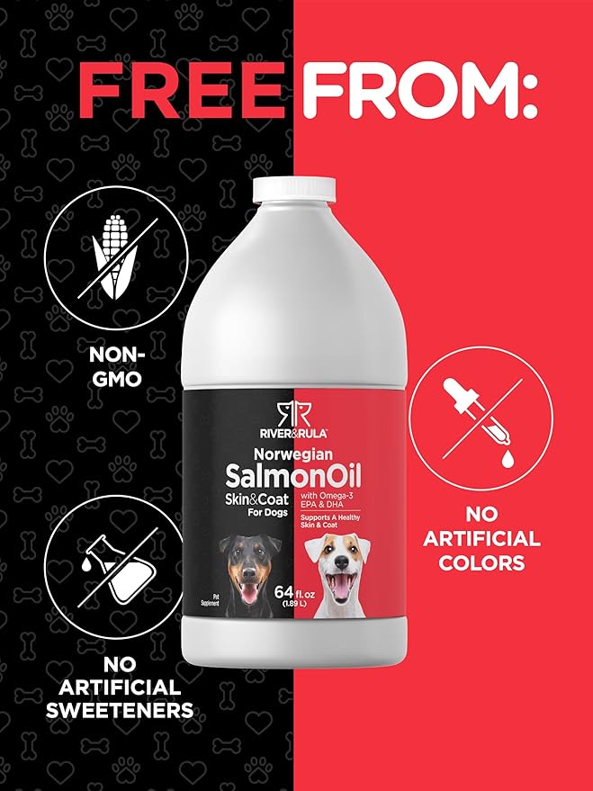 Horbaach Norwegian Salmon Oil for Dogs (64oz) | Supports Healthy Skin and Coat | with Omega 3 EPA &amp DHA | Liquid Pet Supplement | Non-GMO Gluten Free