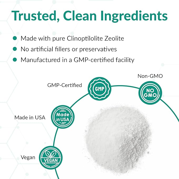 Organic Excellence Zeolite Clinoptilolite Powder – Pure Micronized Mineral Supplement – Supports Gut Health Cleansing Support &amp Internal Balance – Non-GMO Vegan – 500 Servings