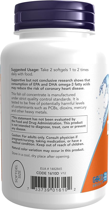 NOW Foods DHA-250 50% DHA 120 Softgels (Pack of 2)