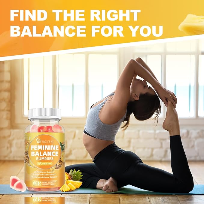 Premium Feminine Balance Gummies – 2 Pack Probiotic + Enzyme Blend for Digestive Hormone &amp PH Balance Pineapple Flavor 120 Gummies