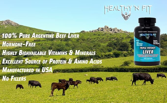 Healthy 'N Fit Triple Potency Liver (500 Capsule Mega-Value) - Pure Argentine Desiccated Beef Liver. Grass Fed Hormone Free Pasture Raised No Fillers.