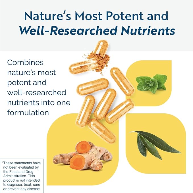 Researched Nutritionals Microbinate - Microbial Health Complex - Promotes Healthy Inflammation Response Biofilm Disruption &amp Immune Support - Olive Leaf Oregano &amp Turmeric Extract (120 Capsu