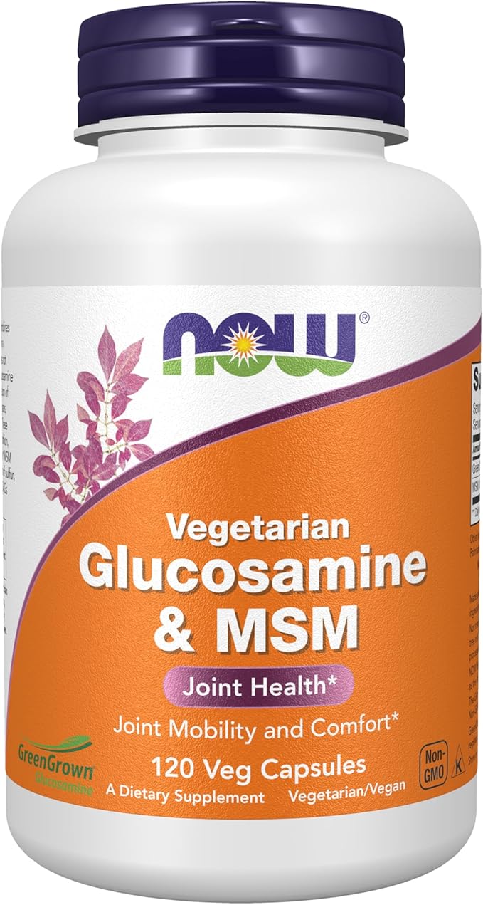 NOW Foods Supplements Glucosamine &amp MSM (GreenGrown® Glucosamine) Vegetarian 120 Veg Capsules