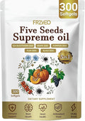 Five Seeds Supreme Oil 300 Softgels | 5 in 1 Pumpkin Seed Oil Pure Sea Buckthorn Grape Flax Black Seeds | Cold Pressed Supports Hair Urinary Bladder &amp Prostate Health