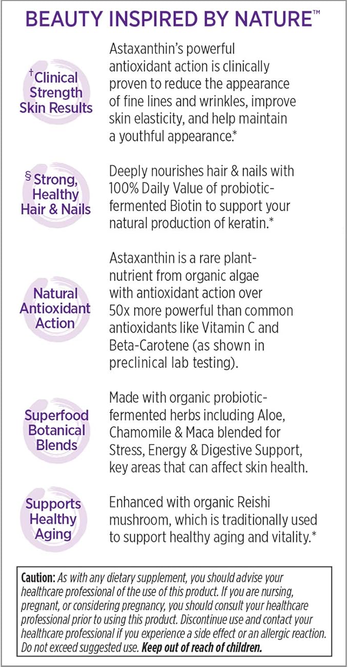 New Chapter Hair Skin &amp Nails Vitamins with Fermented Biotin+astaxanthin Vegetarian Capsule 30 Count (Pack of 1)