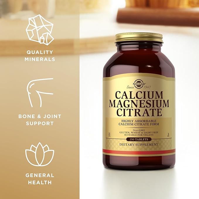 Solgar Calcium Magnesium Citrate 250 Tablets (Pack of 2) - Supports Healthy Bones &amp Teeth - Musculoskeletal &amp Nervous System Support - Highly Absorbable - Non-GMO and Vegan - 100 Total Servin