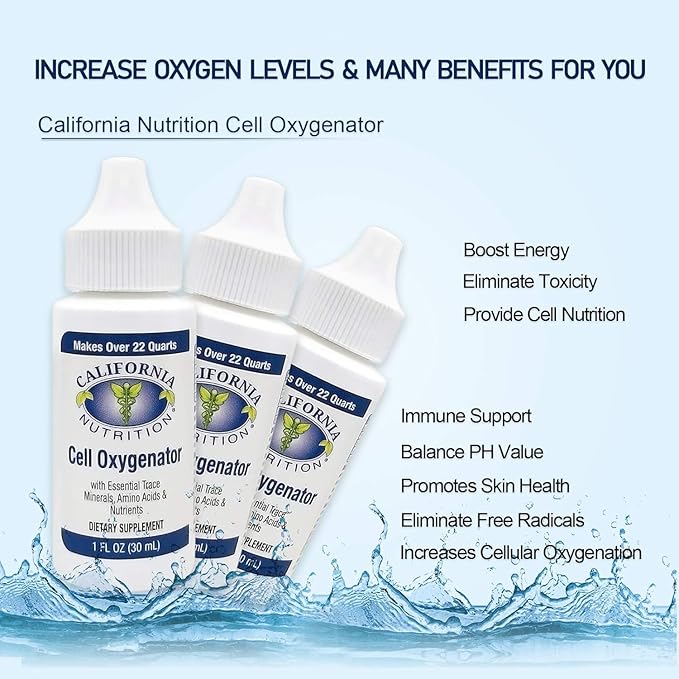 Cell Oxygenator Oxygen Boost 1fl oz (30ml) Cell Food Oxygen Drops with Zinc Support Immune System Liquid Oxygen Dietary Supplement Trace Minerals &amp Amino Acids