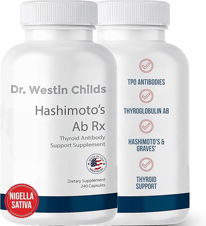 Dr. Westin Childs Hashimoto’s Ab Rx | Organic Black Cumin Seed Nigella Sativa for Immune Thyroid Antibody Support Digestion TPO &amp Thyroglobulin Omega 6 7 8 Thymoquinone Selenium - 120 ct
