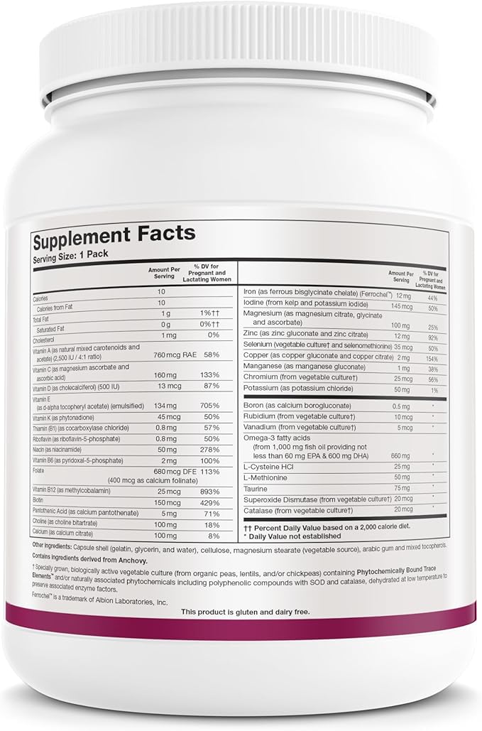 Biotics Research Pre Natal Packs™ Pre Natal Nutrition Support Post Natal Formula Includes Omega3s Iodine and Folate Nutritional Needs for Pregnant Lactating and Women Wishing to Conceive 60 Pack