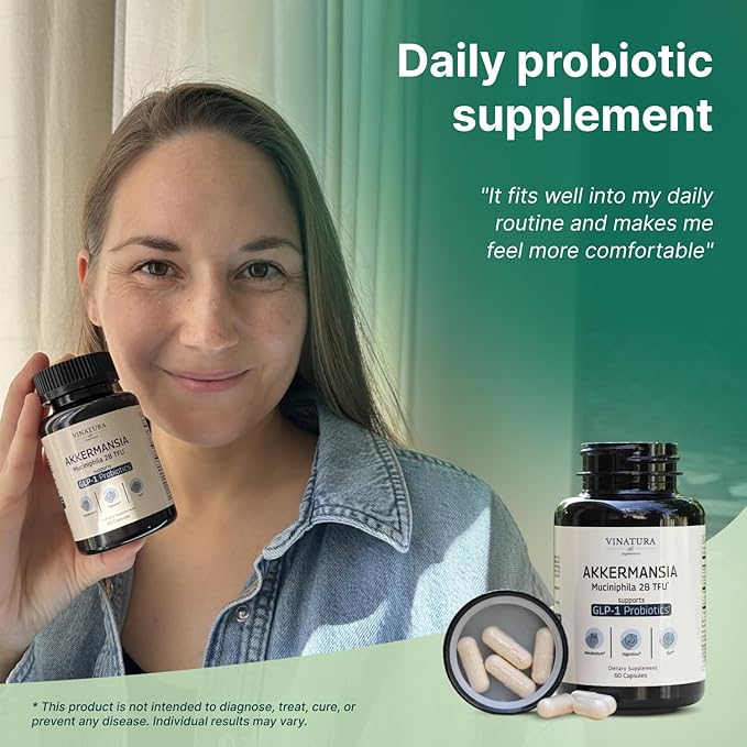 VINATURA Akkermansia Probiotic - Akkermansia Munciniphila Supplement GLP-1 Supplement - 60 Capsules