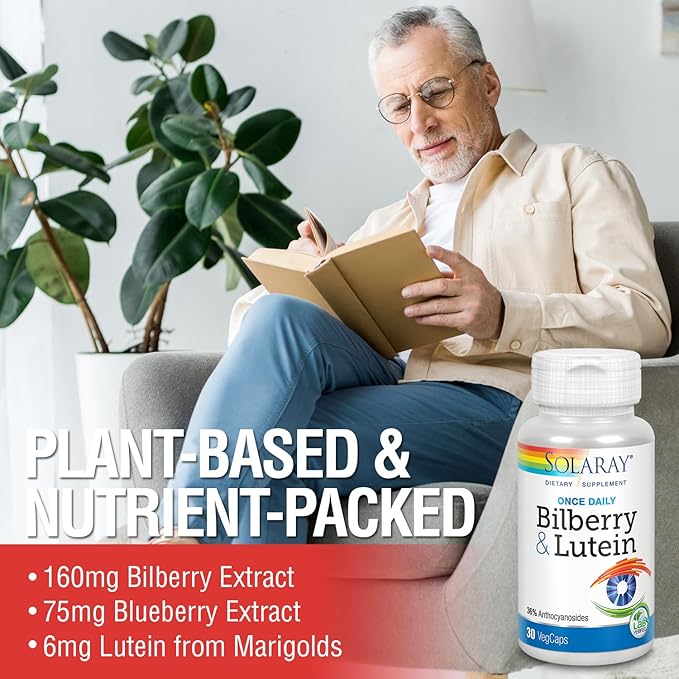 SOLARAY One Daily Bilberry and Lutein Supplement 160 mg 30 Count