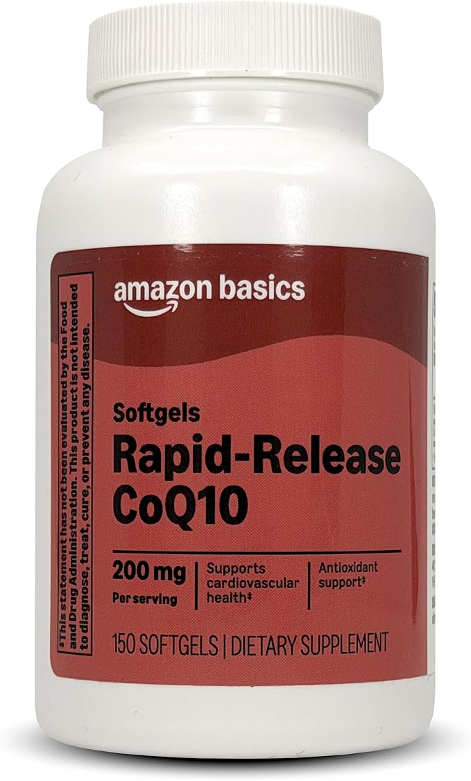 Amazon Basics Rapid Release CoQ10 Softgels 200mg 150 Count
