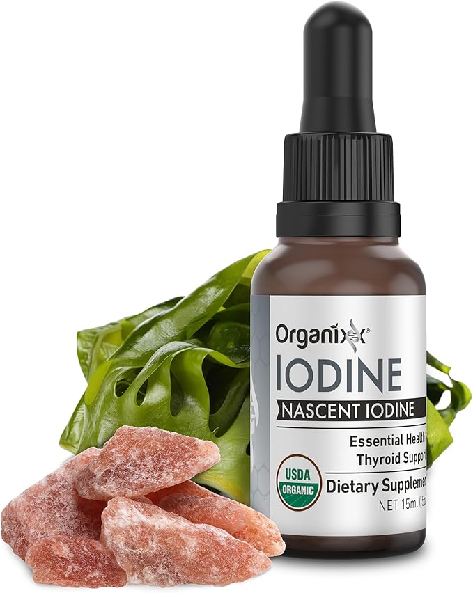 Organixx Iodine Supplement Organic Nascent Liquid Drops Pure Iodine Concentrate for Men and Women Gluten Free Vegan Non GMO American Made 15 ML 60 Servings