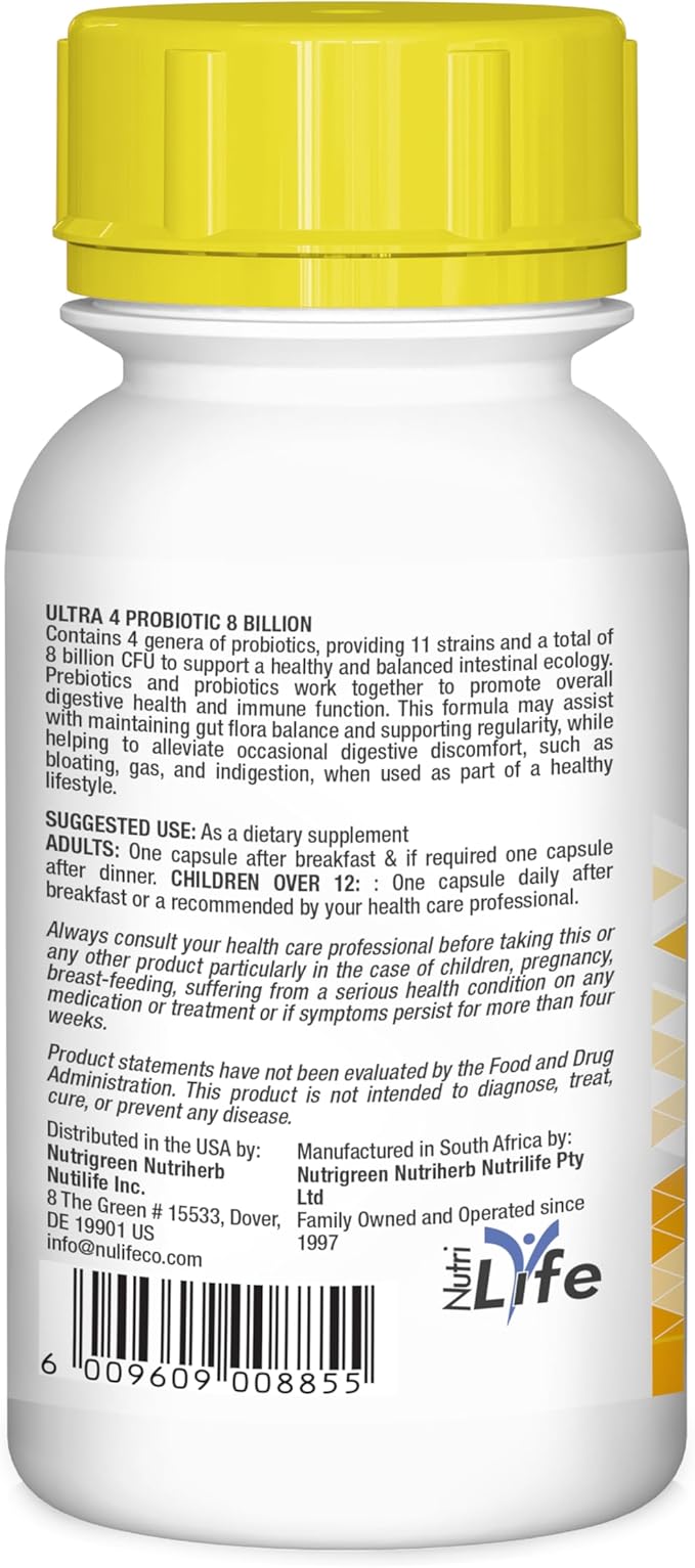 Ultra 4 Probiotic 8 Billion CFU with Prebiotics 60 Capsules