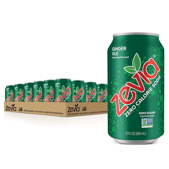 Zevia Zero Calorie Soda Ginger Ale Naturally Sweetened Soda (24) 12 Ounce Cans Ginger-flavored Carbonated Soda &amp Zero Calorie Energy Drink Variety Pack 12 Ounce (Pack of 12) Packaging May Va