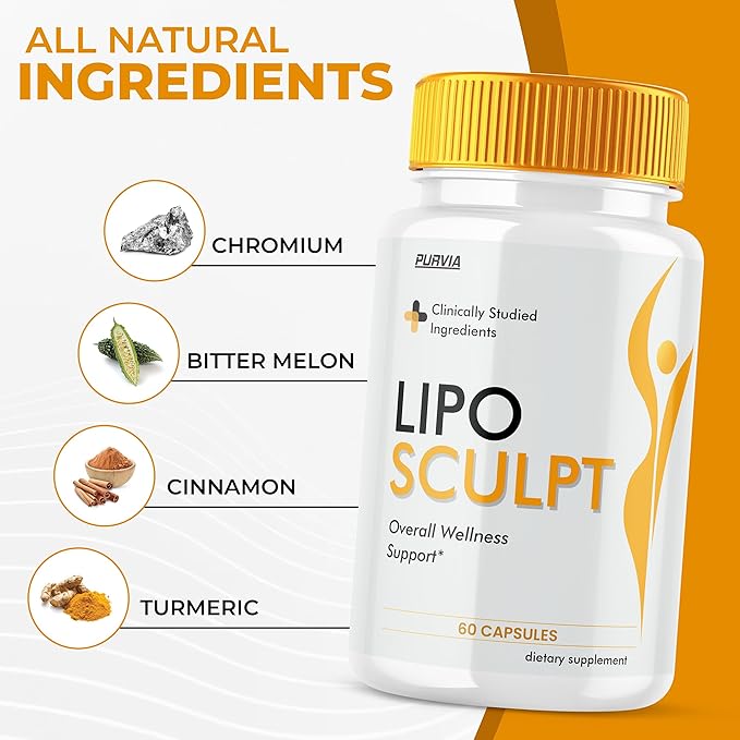 Lipo Sculpt Capsules LipoSculpt Pills Advanced Loss Support Supplements Capsulas Premium Health Wellness Formula Natural Ingredients for Healthy Digestion &amp Maximum Energy Pastillas (60 Capsule