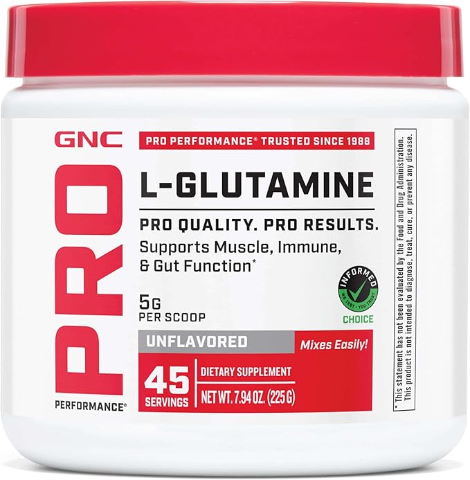 GNC Pro Performance L-Glutamine 5000mg Amino Acid Supplement Powder Supports Muscle Recovery &amp Function Fuels Immune System Unflavored 45 Servings