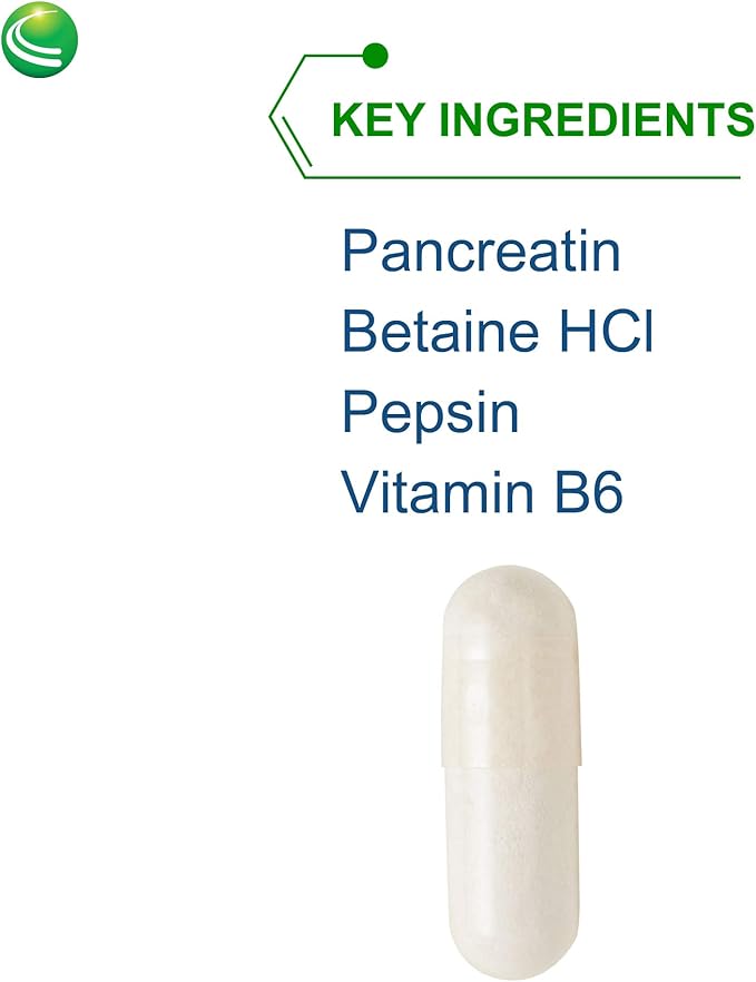 Nutra Biogenesis PanZyme - Betaine HCL with Pepsin Pancreatin Lipase and Protease Cellular Energy Nervous System and Metabolic Health Support - 180 Capsules