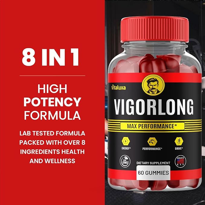 (5 Pack) Vigorlong Gummies Maximum Strength All Natural Advanced Formula Performance Blend Supplement for Health and Wellness Reviews (300 Gummies)