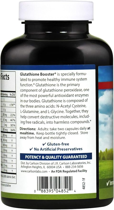 Carlson - Glutathione Booster Alpha Lipoic Acid Immune Support &amp Optimal Wellness Antioxidant 180 Capsules