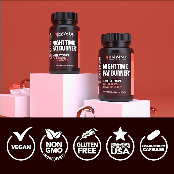 Night Time Fat Burner Metabolism Booster | Appetite Suppressant &amp Supplement to Support Weight Loss | 120 Weight Loss Supplement Pills for Men
