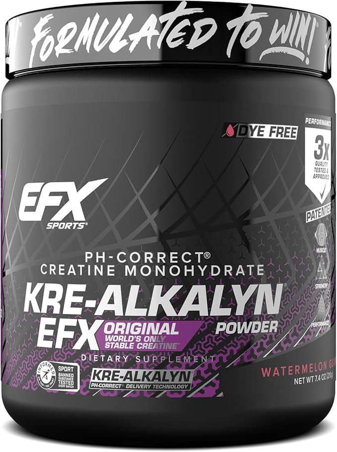 EFX Sports Kre-Alkalyn EFX Powder | pH Correct Creatine Monohydrate Powder Supplement | Strength Muscle Growth &amp Performance | 116 Servings (Watermelon Gummy)