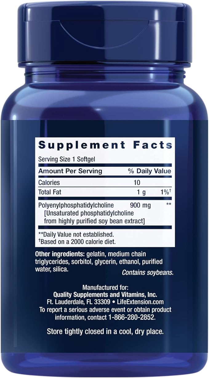 Life Extension HepatoPro polyunsaturated phosphatidylcholine 900 mg Supports a Healthy Liver and detoxification Protects Against oxidative Stress Gluten-Free Non-GMO 60 softgels