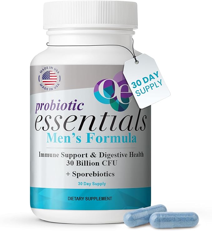 Organic Excellence Mens L Reuteri Probiotics for Gut Health with Prebiotics – 18 Strains for Digestive Health Bloating &amp Immune Support – 30 Billion Probiotics + Sporebiotics – 30 Capsules