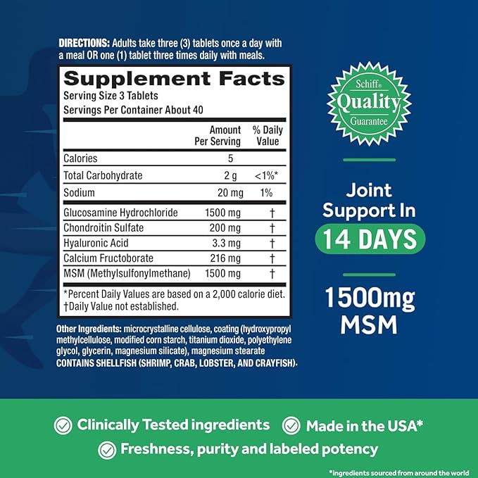 Move Free Advanced Plus MSM Coated Tablets Joint Health Supplement with Glucosamine and Chondroitin 120 Count Pack of 2