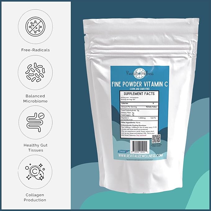 Fine Powder Vitamin C as Ascorbic Acid | Pure Sugar &amp GMO-Free | 1000 mg Vitamin C per Serving | 5 lb Bag