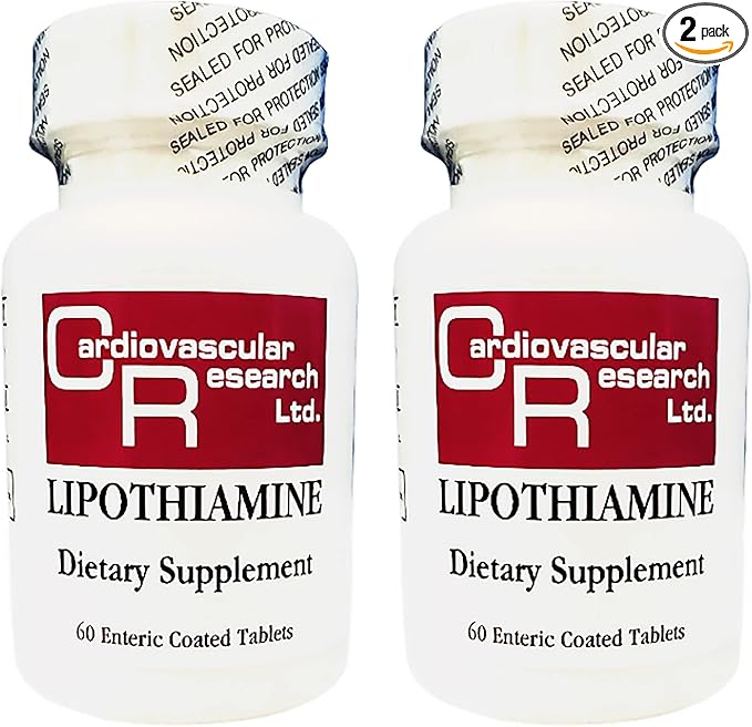 Cardiovascular Research Lipothiamine B Supplement 120 Tablets - Vitamin B1 Now with Alpha Lipoic Acid - 2 X 60 Count