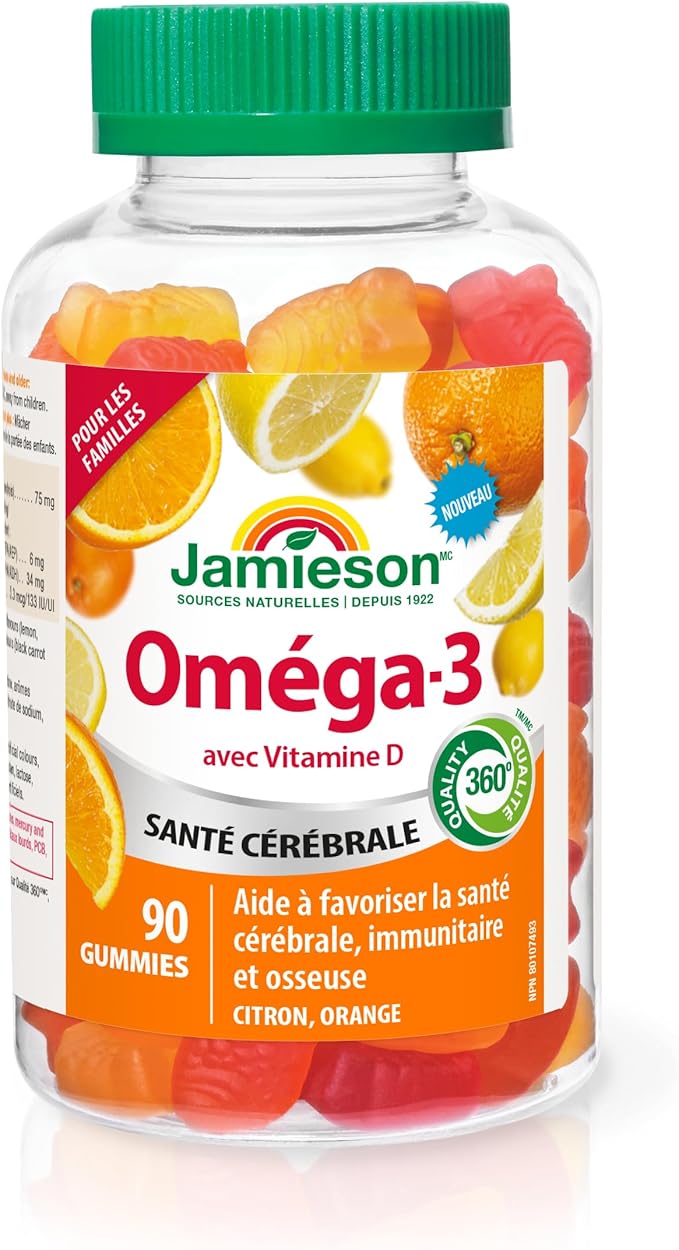 Jamieson Omega-3 Gummies Family Friendly Assorted Fruit Flavours 90 Count