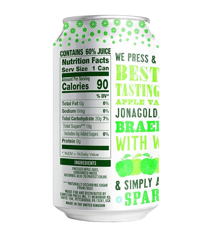 Cawston Press Sparkling Cloudy Apple Juice 11.15 Ounce Cans (Pack of 24)