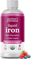 Organic Liquid Iron Supplement for Women Men &amp Kids with Vitamin C | Sugar Free Natural Berry Flavor Non Constipating Vegan Ferrochel® Iron Supplements for Healthy Blood Prenatal &amp Postnatal