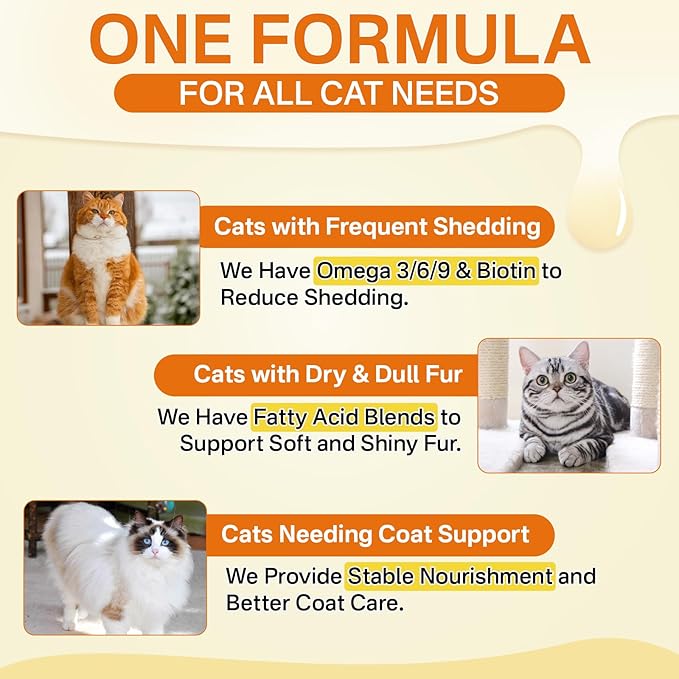 Puyrzoe Lysine for Cats Drops + Skin &amp Coat Chews Respiratory &amp Immune Support + Coat Shine &amp Skin Hydration – Liquid Lysine 60ml + 500 Fur Care Chews with Omega-3-6-9 Vitamins C &amp E