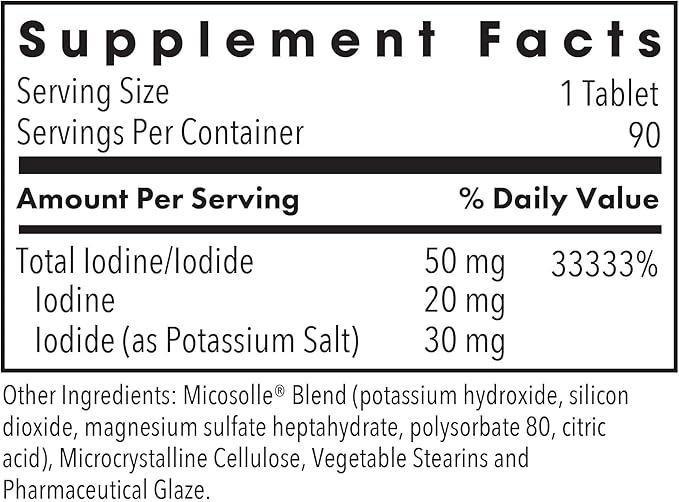 Optimox Iodoral 50 mg - Iodine &amp Potassium Iodide Supplement for Thyroid &amp Immune System Support- Non-GMO &amp Gluten-Free - 90 Servings - 90 Count