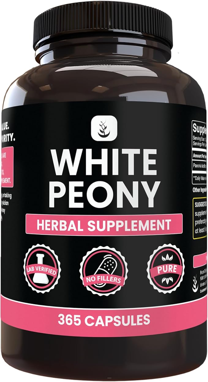 PURE ORIGINAL INGREDIENTS White Peony (365 Capsules) No Magnesium Or Rice Fillers Always Pure Lab Verified