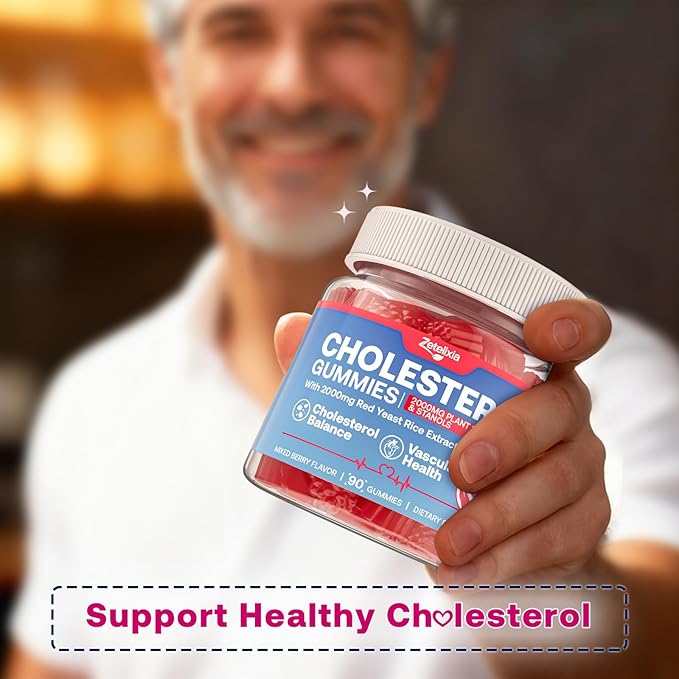 Cholesterol Gummies Cholesterol Supplements with 2000mg Plant Sterols &amp Stanols Red Yeast Rice 500mg Bergamot Orange Support Healthy Cholesterol Levels for Women &amp Men Mixed Berry Flavor