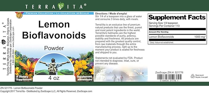 Terravita Lemon Bioflavonoids Powder (4 oz ZIN: 521776)