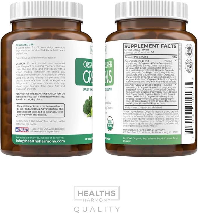 Black Seed Oil &amp Organic Super Greens (1-Month Supply) Nigella Greens Bundle of Black Seed Oil (60 Capsules) Cold-Pressed Nigella Sativa and Organic Super Greens Powder (60 Tablets) Complete Super
